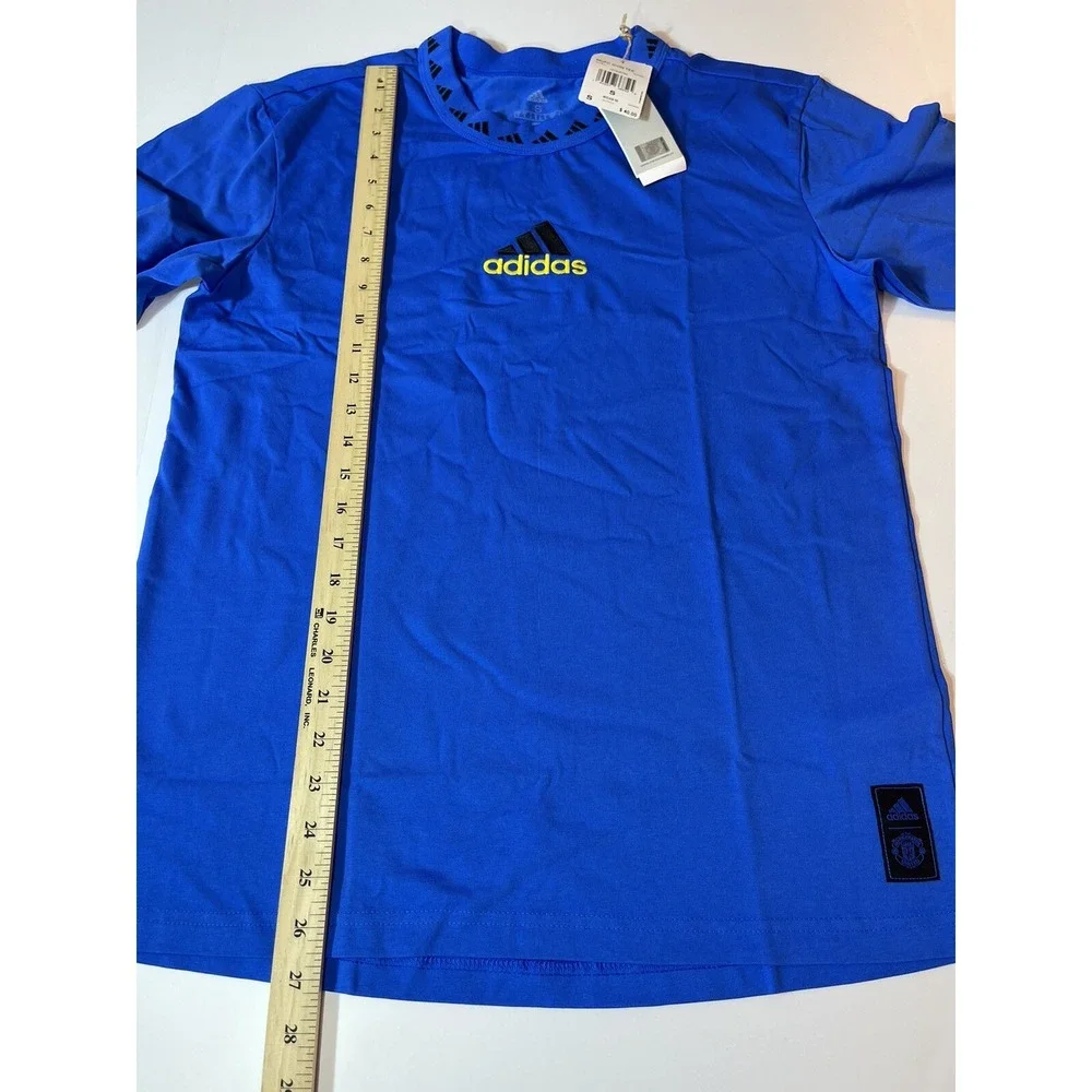 Manchester United x Adidas Shirt AeroReady Blue Short Sleeve Men Small